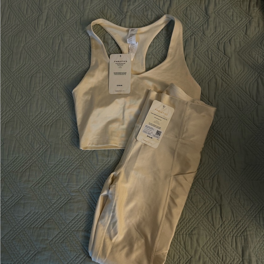 Fabletics Shine Sports Bra and Leggings Set